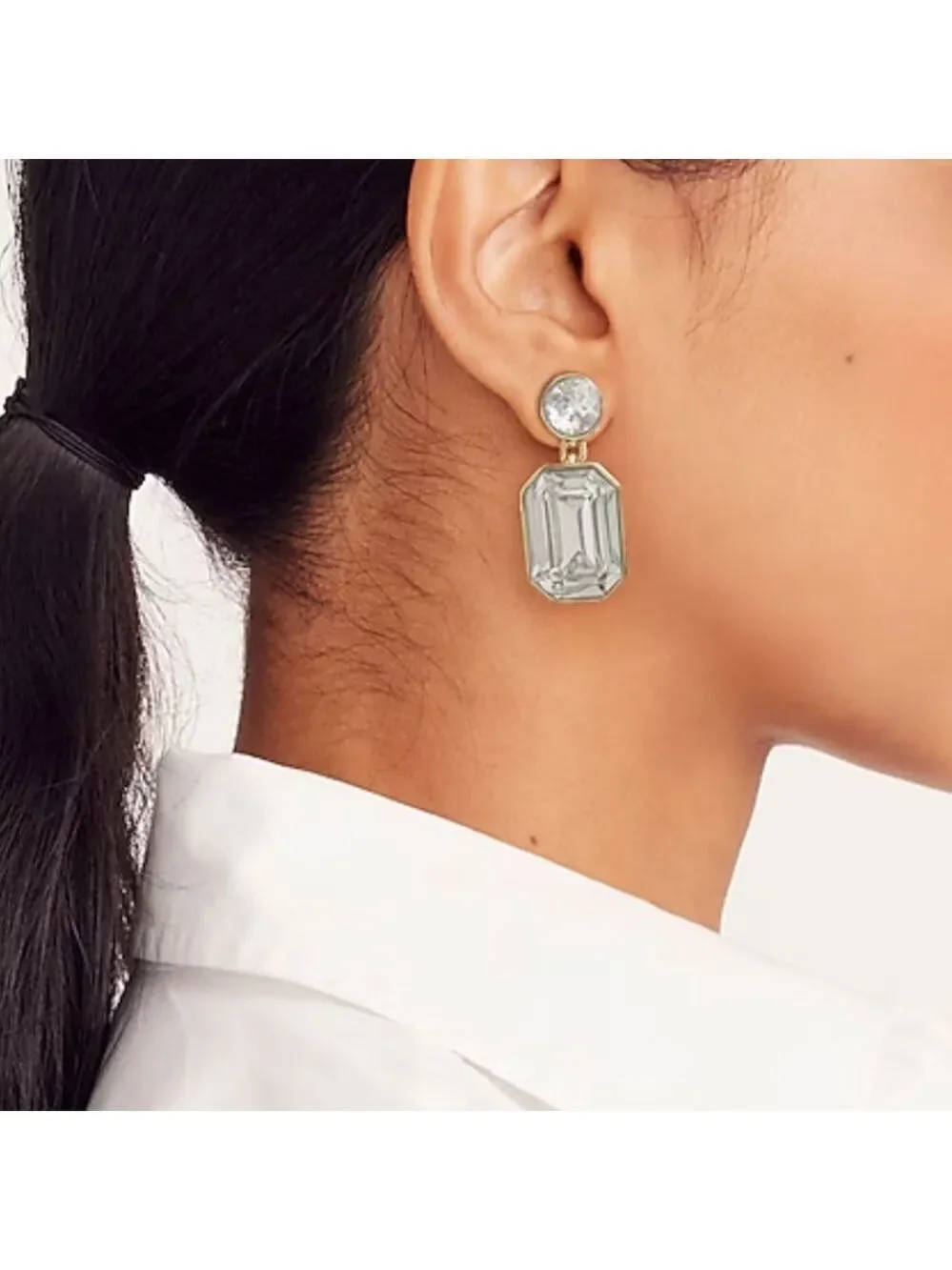 J.Crew-Crystal drop statement Earrings-New - Picture 6 of 7